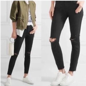 MOTHER Black Ankle Fray Jeans Guilty as Sin Size 27